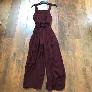 burgundy one piece jumpsuit